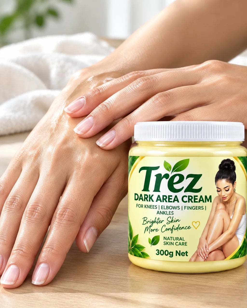 A close photographic view of clean, intact fingers after a small amount of cream has just been massa